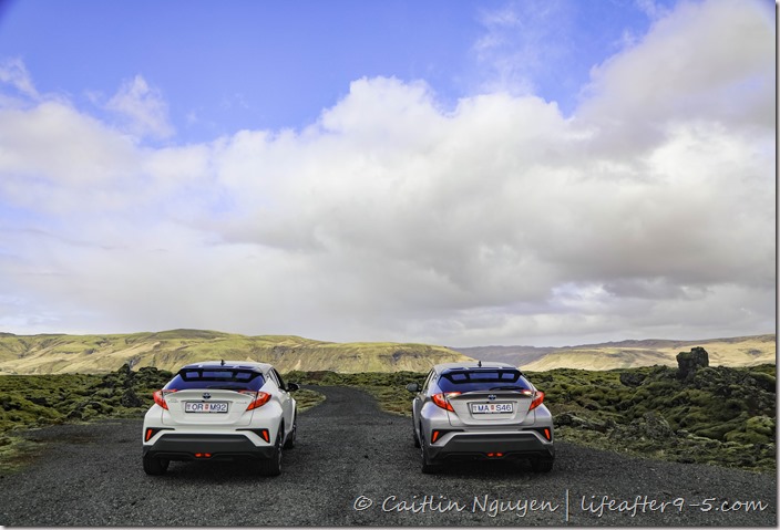 Two SUV in Eldhraun the largest lava field in Iceland