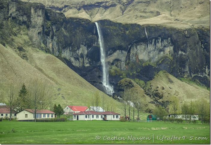 View of Foss á Síðu waterfall from the road