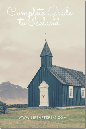 Iceland guide Black church with mountain background