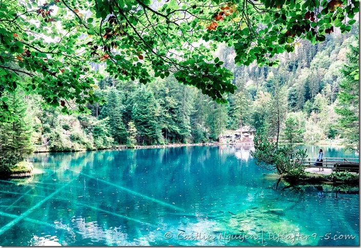 Admiring the view at Blausee